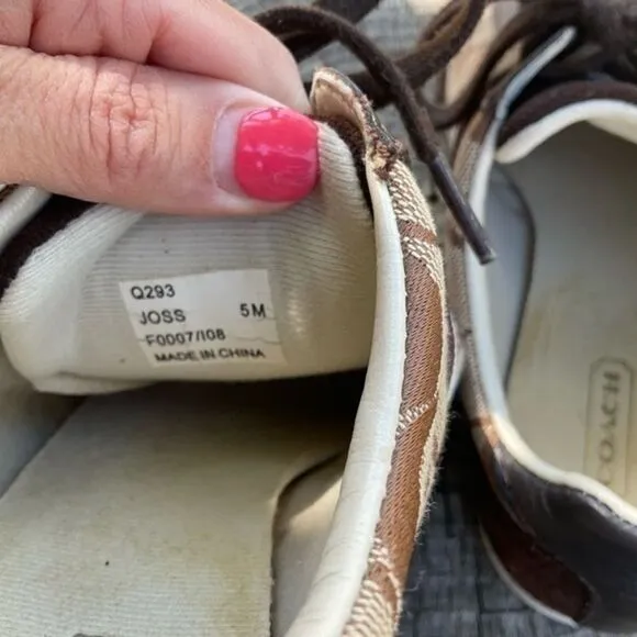 Coach Brown Suede Signature Canvas Lace Up Sneakers 5