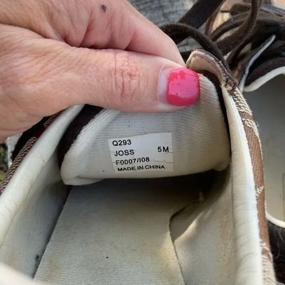 Coach Brown Suede Signature Canvas Lace Up Sneakers 5