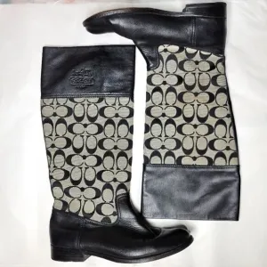 Coach Logo Chrissi Black Riding Boots