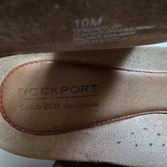 Cobb Hill by Rockport Hollywood 2 Piece Cuff Open Toe Wedge Sandals Khaki Sz 10