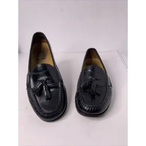 Cole Haan # 03506 Men's 10.5 D Black Shiny Leather Pinch Tassel Loafers Shoes