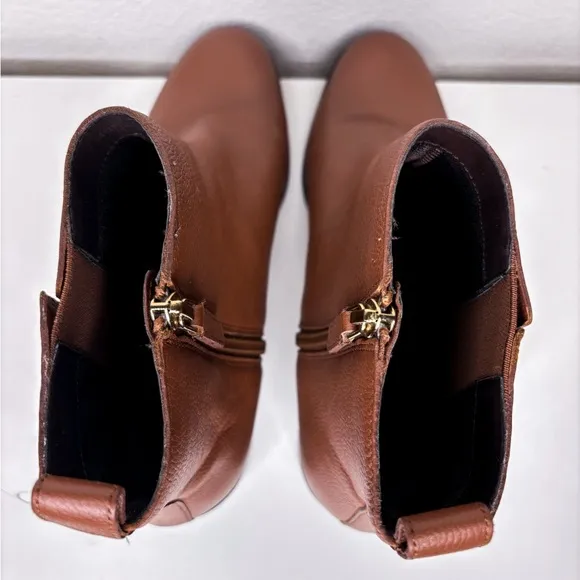 COLE HAAN Addie‎ Brown Boots Almond Toe Block Heel Leather Booties 9 B