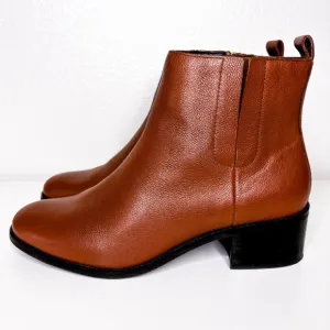 COLE HAAN Addie‎ Brown Boots Almond Toe Block Heel Leather Booties 9 B