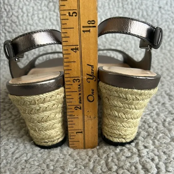 Cole Haan Adelaide Black Leather Open Toe Espadrille Wedge Sandal NikeAir