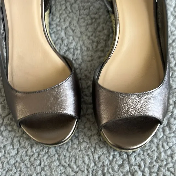 Cole Haan Adelaide Black Leather Open Toe Espadrille Wedge Sandal NikeAir