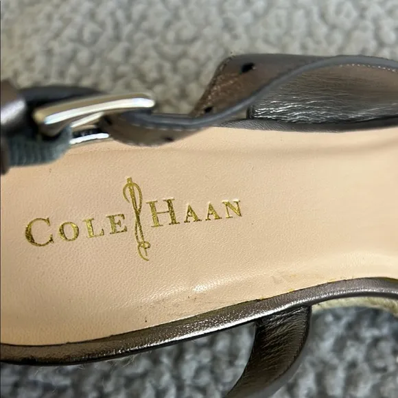 Cole Haan Adelaide Black Leather Open Toe Espadrille Wedge Sandal NikeAir