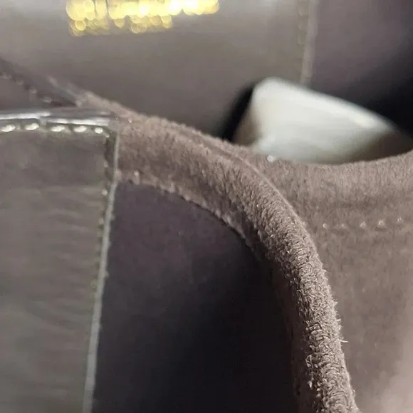Cole Haan Adler Grey Riding Boot Leather/Suede With Gold Accent Buckle 6 1/2