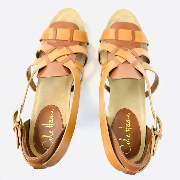 Cole Haan Air Jocelyn Brown Woodbury Leather heeled sandals size 8