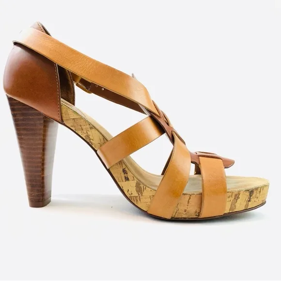 Cole Haan Air Jocelyn Brown Woodbury Leather heeled sandals size 8