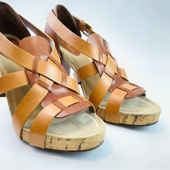 Cole Haan Air Jocelyn Brown Woodbury Leather heeled sandals size 8