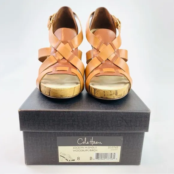 Cole Haan Air Jocelyn Brown Woodbury Leather heeled sandals size 8