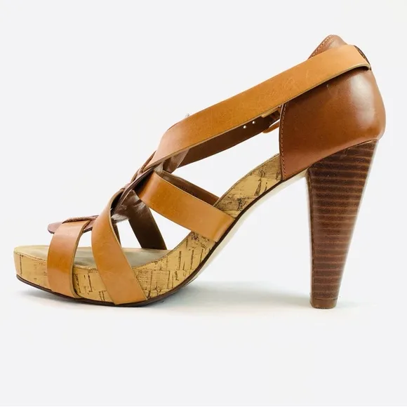 Cole Haan Air Jocelyn Brown Woodbury Leather heeled sandals size 8