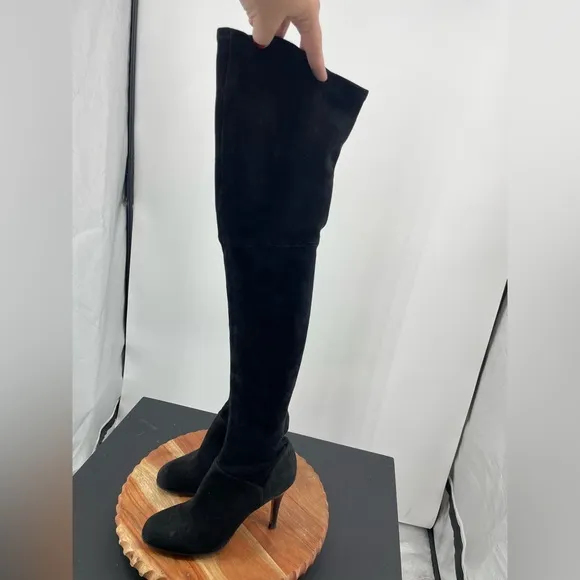 Cole Haan Air Talia Black Stretch Suede Over the Knee thigh high Heeled Boots 8