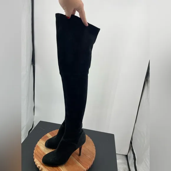 Cole Haan Air Talia Black Stretch Suede Over the Knee thigh high Heeled Boots 8