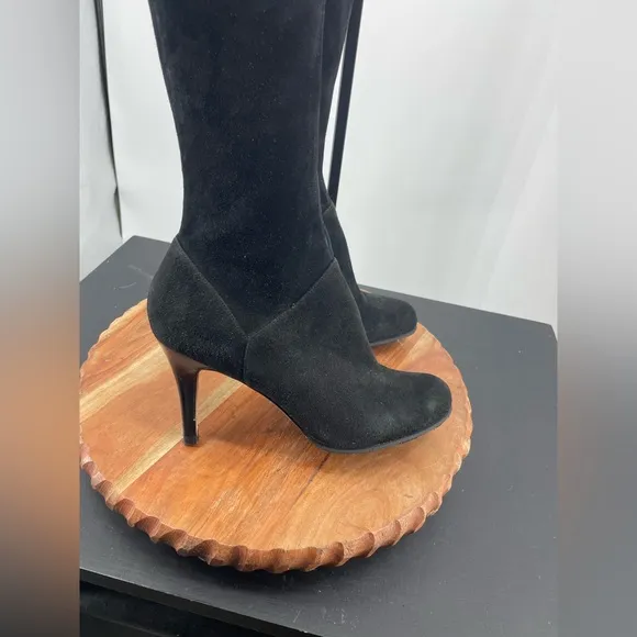 Cole Haan Air Talia Black Stretch Suede Over the Knee thigh high Heeled Boots 8