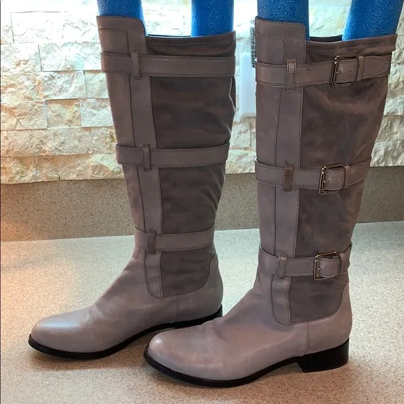 Cole Haan Avalon Tall Riding Boots Grey Leather  (Nike) Sz 10