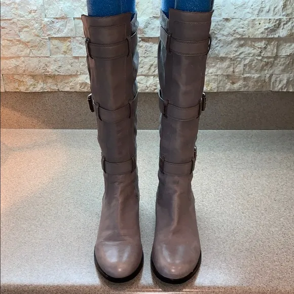 Cole Haan Avalon Tall Riding Boots Grey Leather  (Nike) Sz 10