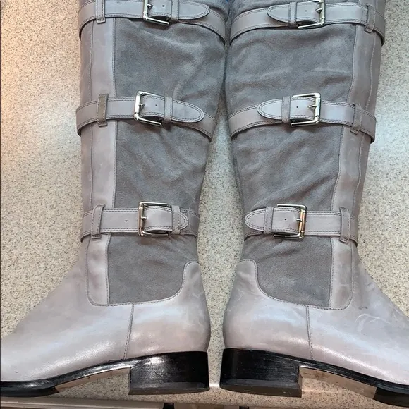 Cole Haan Avalon Tall Riding Boots Grey Leather  (Nike) Sz 10