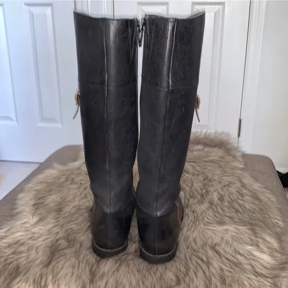 Cole Haan black &amp; brown leather riding boots SZ 10 B