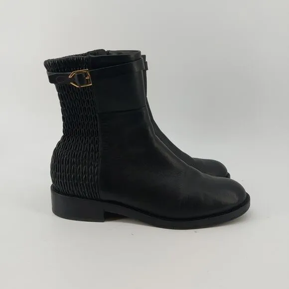 Cole Haan Black Boots W12055 Stretch Buckle Size 9B Leather