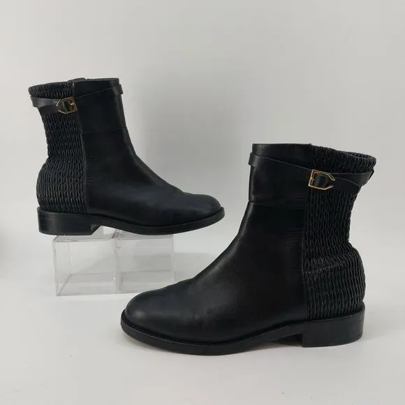 Cole Haan Black Boots W12055 Stretch Buckle Size 9B Leather