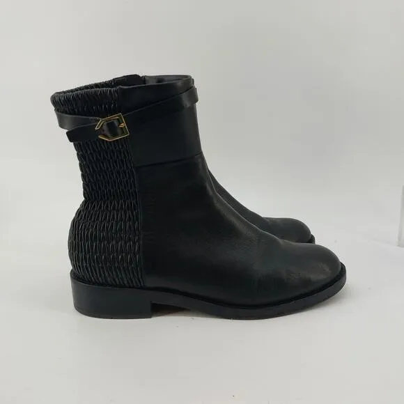 Cole Haan Black Boots W12055 Stretch Buckle Size 9B Leather