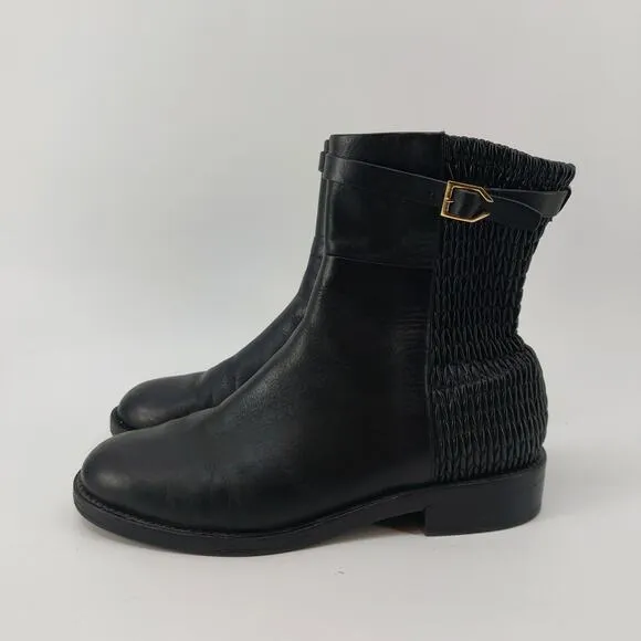 Cole Haan Black Boots W12055 Stretch Buckle Size 9B Leather