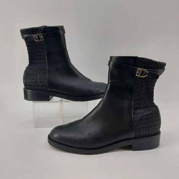 Cole Haan Black Boots W12055 Stretch Buckle Size 9B Leather