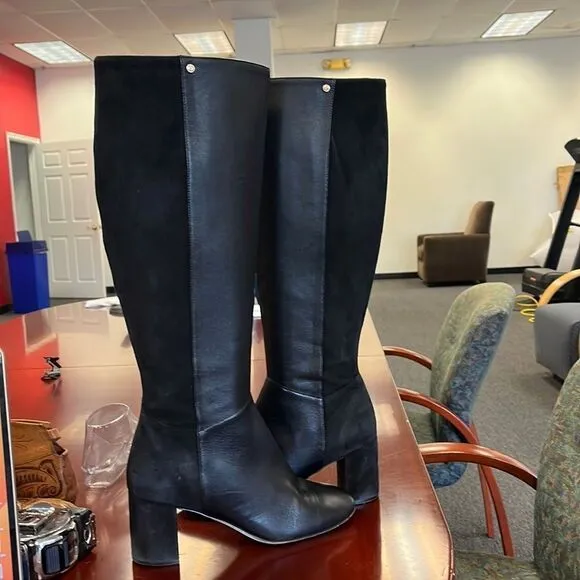 Cole Haan Black Leather Back Stretch Boots sz 8