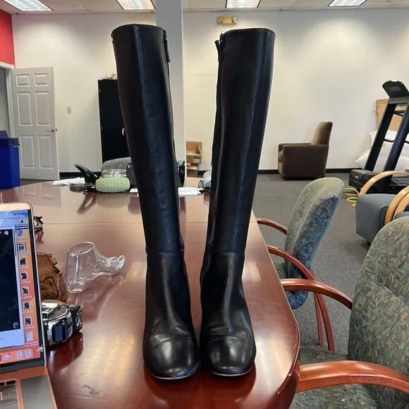 Cole Haan Black Leather Back Stretch Boots sz 8