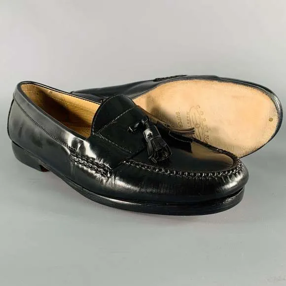 COLE HAAN Black Leather Tassels Loafers