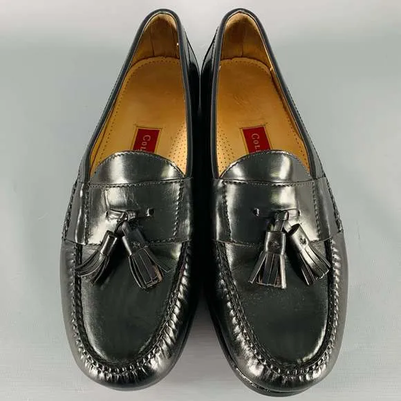 COLE HAAN Black Leather Tassels Loafers