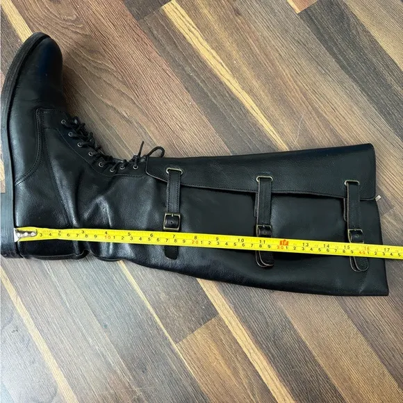 Cole Haan Black Leather Zip, Buckle &amp; Lace 17” Tall Knee-High Riding Boots Sz 9