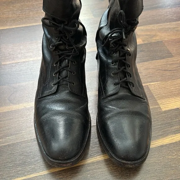 Cole Haan Black Leather Zip, Buckle &amp; Lace 17” Tall Knee-High Riding Boots Sz 9