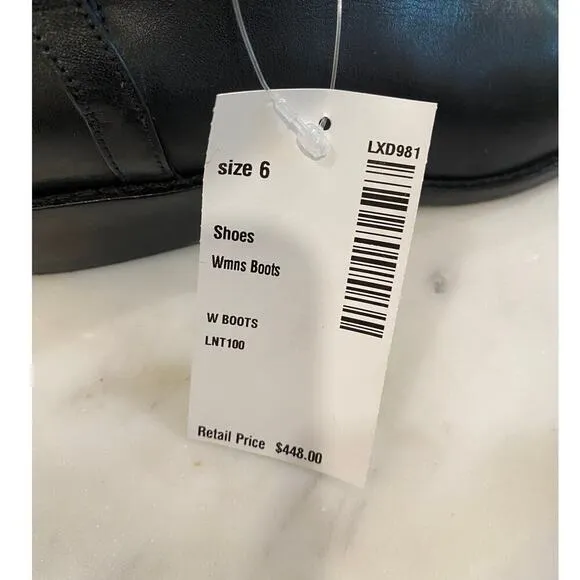 Cole Haan Boots Genevieve Woven Black Brown Leather Riding SZ 6 New $448 SH29