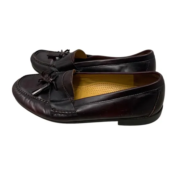 Cole Haan City Loafers Dress Shoes Mens Size 11 Burgundy Leather Tassels Slip On