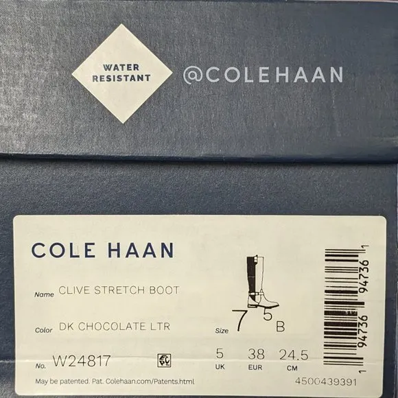 Cole Haan Clive Stretch Boots, Dark Chocolate Leather, Women's 7.5 M
