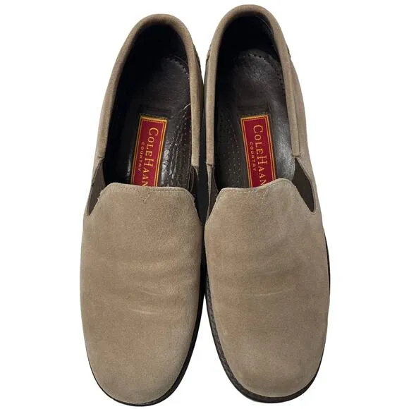 Cole Haan Country Stylish Suede Slip on Loafers, Tan, New cond., Ladies Size 7