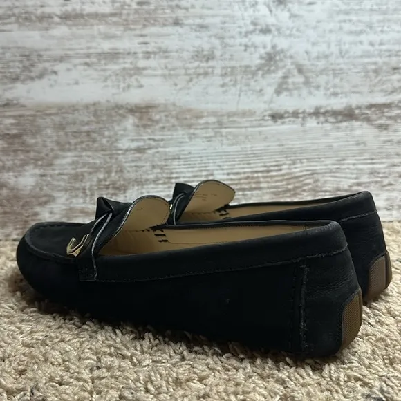 Cole Haan Evelyn Bow Driver (Black Nubuck (Akuya)) Women's  sz 6.5