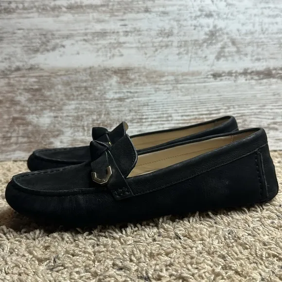 Cole Haan Evelyn Bow Driver (Black Nubuck (Akuya)) Women's  sz 6.5