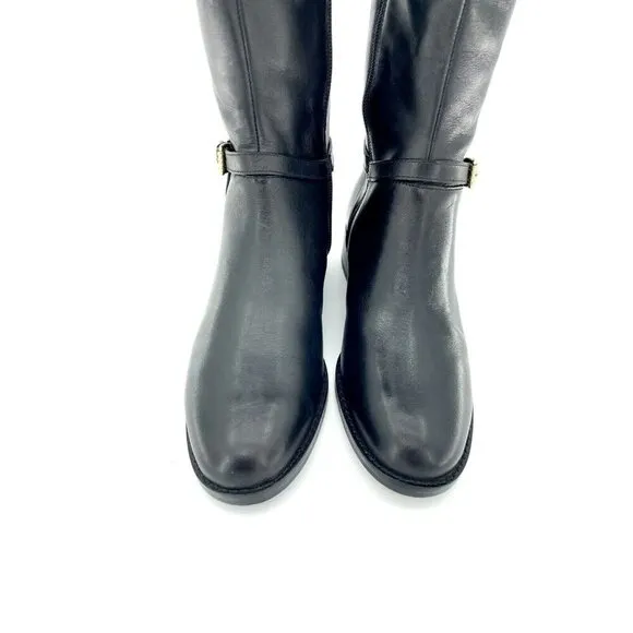 Cole Haan Genevieve Woven Black Leather Cuff Riding Boots SZ 6 New $450