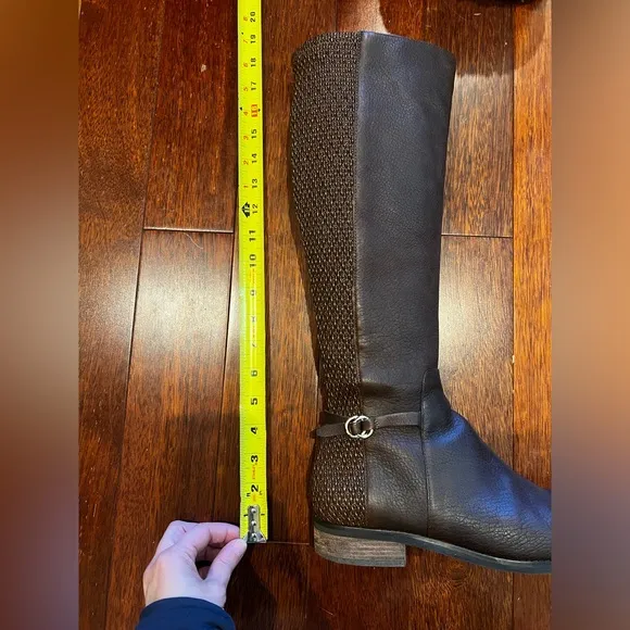 COLE HAAN Isabell Stretch Boots Brown Leather Tall Riding Boot Equestrian 6.5