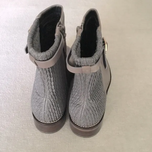 Cole Haan Lexi Grand Stretch Strap Boot Mid Calf, Gray Leather NWT Size 7