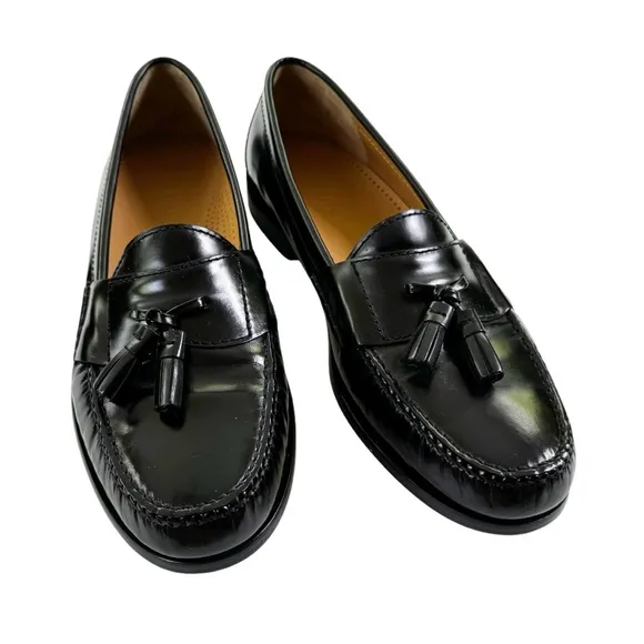 Cole Haan Men's Leather Pinch Tassel Loafers Black Size 11.5 WORN ONCE