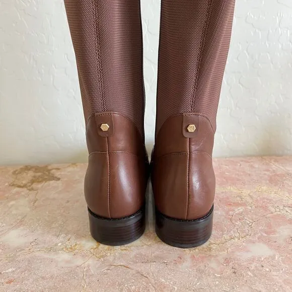Cole Haan Noelle Brown Leather Knee High Stretch Riding Boots Womens 7.5