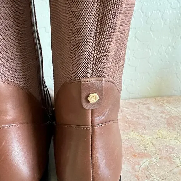 Cole Haan Noelle Brown Leather Knee High Stretch Riding Boots Womens 7.5
