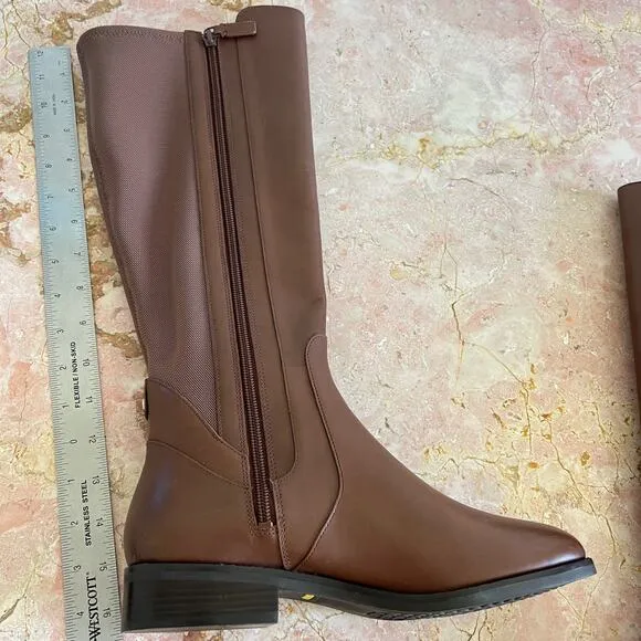 Cole Haan Noelle Brown Leather Knee High Stretch Riding Boots Womens 7.5