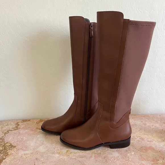Cole Haan Noelle Brown Leather Knee High Stretch Riding Boots Womens 7.5