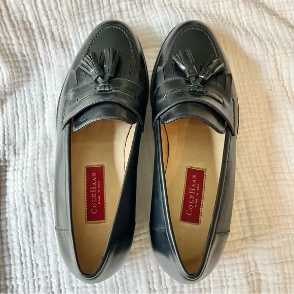 Cole Haan | NWOT Black City Pinch Tassel Slip-On Loafers Made in Italy
