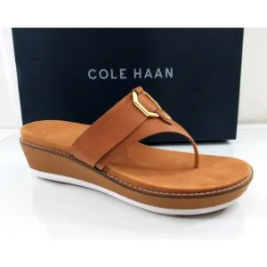 Cole Haan Original Grand Flatform Thong Wedge Sandals Leather Pecan Brown Size 9